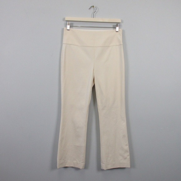 Theory Yoke Pant Bistretch Pull On Straight Leg Pants Trouser Women 4 Ivory 350 - Picture 1 of 10